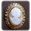 Image 1 : Shell Cameo in Gold Washed Sterling Filigree #1981054