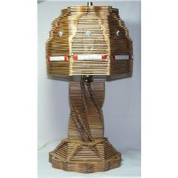 Vintage / Antique Folk Art Popsicle Stick Lamp #1981359
