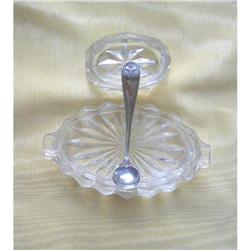 TWO 19TH C. SALT CELLARS & STERLING SALT SPOON #1981404