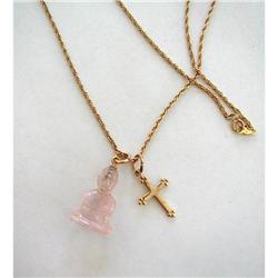 14K GOLD CHAIN w. TINY CARVED QUARTZ BUDDHA & #1981419