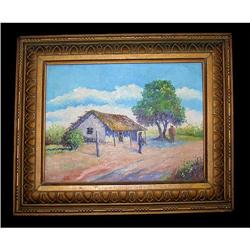 Painting Oil representing a house #1981433