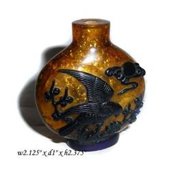 YellowBase BlueOverlay Peking Glass Snuffbottle#1981731