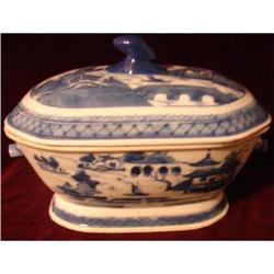 CHINESE EXPORT BLUE CANTON SOUP TUREEN #1990908