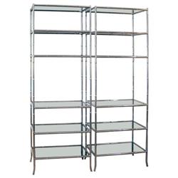 Pair Matching Chrome Etageres/Bookcases #1991144