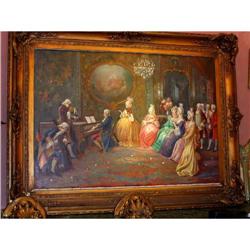 Court Musical scene  signed oil  great frame  #1991510