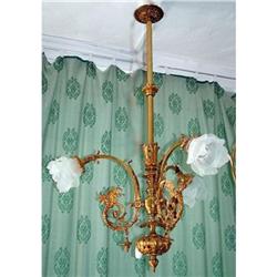 English Gas converted bronze chandelier  3L #1991549