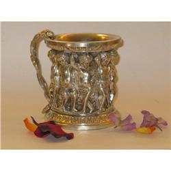 HAND WROUGHT STERLING SILVER FIGURAL CUP MUG #1991560