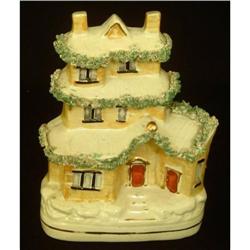 Antique English Staffordshire House Bank #1991604