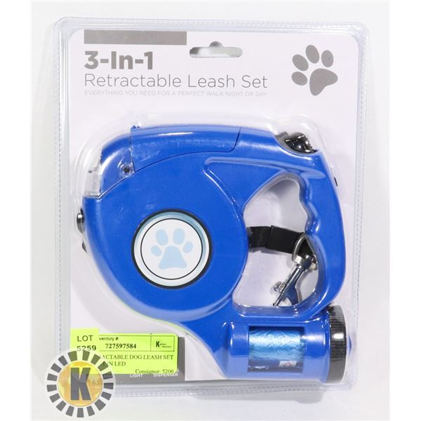 NEW RETRACTABLE DOG LEASH SET WITH BUILT IN LED