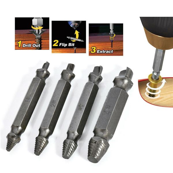 NEW 4PC DAMAGED SCREW EXTRACTOR BIT SET