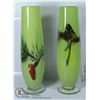 Image 1 : PAIR OF GREEN ARE GLASS VASES