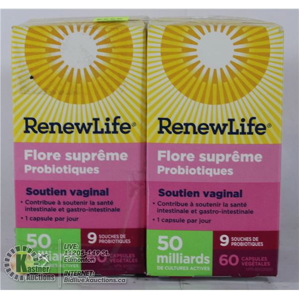 TWO BOXES OF RENEWLIFE ULTIMATE FLORA PROBIOTIC
