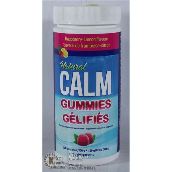 NATURAL CALM GUMMIES. 120 GUMMIES. RASPBERRY LEMON