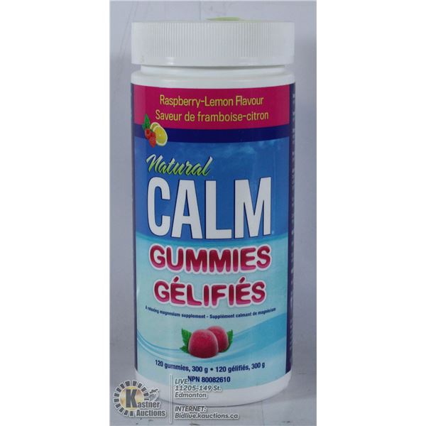 NATURAL CALM GUMMIES. 120 GUMMIES. RASPBERRY LEMON