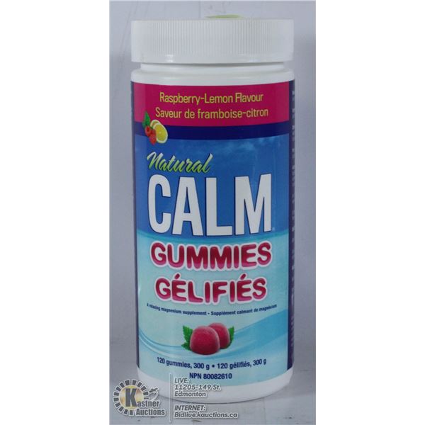 NATURAL CALM GUMMIES. 120 GUMMIES. RASPBERRY LEMON