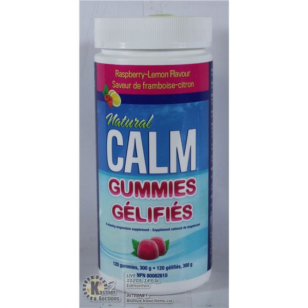 NATURAL CALM GUMMIES. 120 GUMMIES. RASPBERRY LEMON