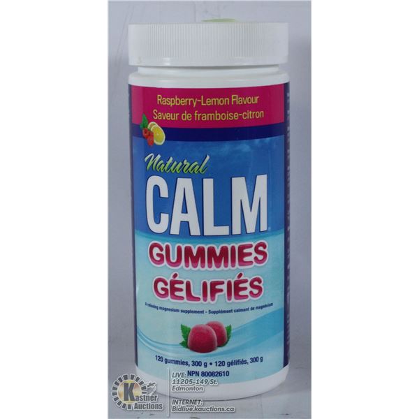 NATURAL CALM GUMMIES. 120 GUMMIES. RASPBERRY LEMON