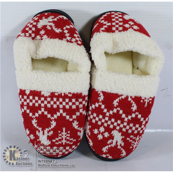 BERGMAN KELLY FLEECE MEMORY FOAM SLIPPERS SIZE 7-8