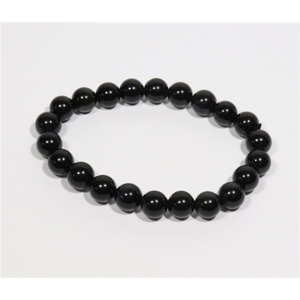 #187-NATURAL RAINBOW BLACK OBSIDIAN BRACELET