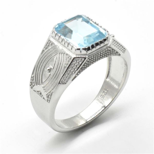 EC86 SILVER BLUE TOPAZ RING