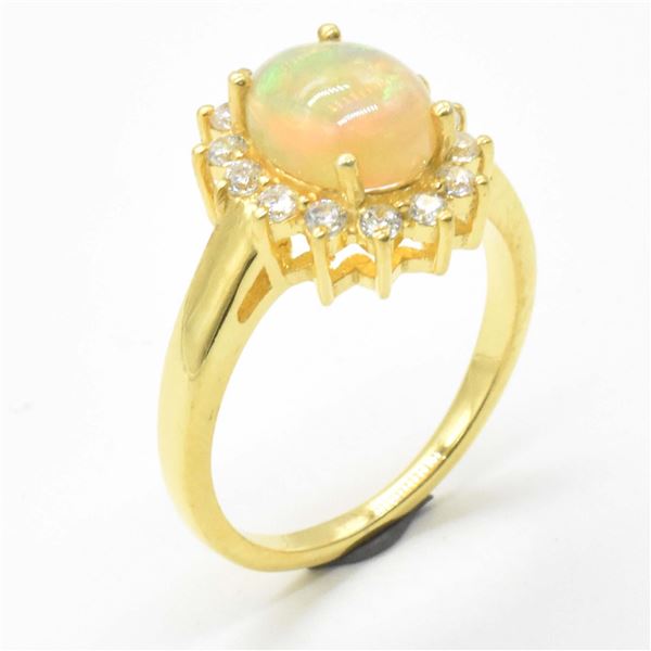 EC83 GOLD PLATED SIL OPAL CZ RING