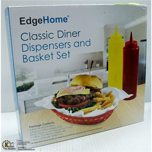 NEW CLASSIC DINER DISPENSERS & BASKET SET