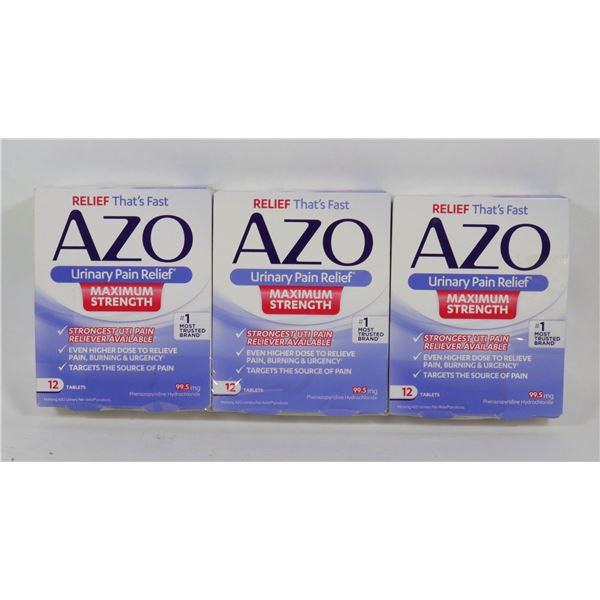 LOT OF 3 AZO URINARY PAIN RELIEF