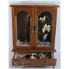 Image 1 : TALL WOOD JEWELLERY BOX WITH GLASS DOORS  -