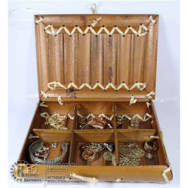 BAMBOO JEWELRY BOX WITH CONTENTS