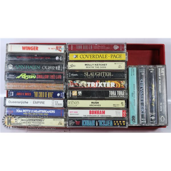 TRAY OF 22 ROCK / METAL CASSETTE TAPES