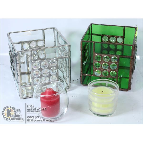 DECORATIVE MIRRORED TEALIGHT HOLDERS.