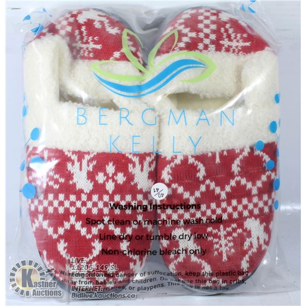 BERGMAN KELLY FLEECE MEMORY FOAM SLIPPERS SIZE 7-8