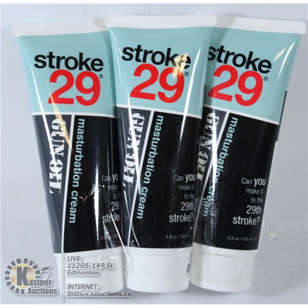 3X3.3OZ STROKE 29 GUN OIL MASTERBATION CREAM