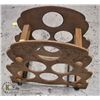 Image 1 : UNCLAIMED 6 BOTTLE LIGHT WOOD WINE HOLDER.