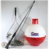 Image 1 : FISHING ROD,REEL,NET+ BIG BOPPER FLOATING COOLER
