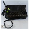 BLACK LEATHER FOLDOVER FILIGRE PURSE