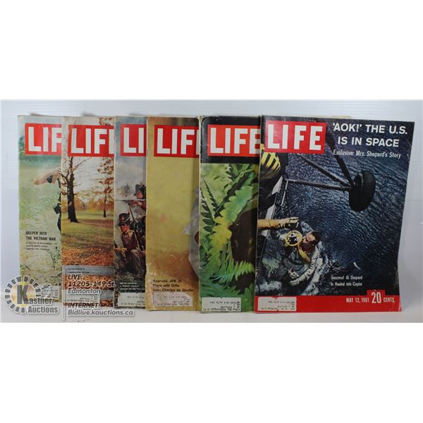 SIX LIFE MAGAZINES 1961 X 3; 1965 X 3