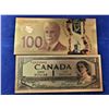 Image 1 : 19)  LOT OF 2 COLORIZED GOLD FOIL CANADIAN