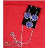 Image 1 : BLUE HEART RHINESTONE NECKLACE AND EARRING SET