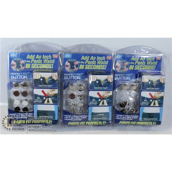 3 PACKS OF SECURE LOCKING PANTS BUTTONS. NO SEWING