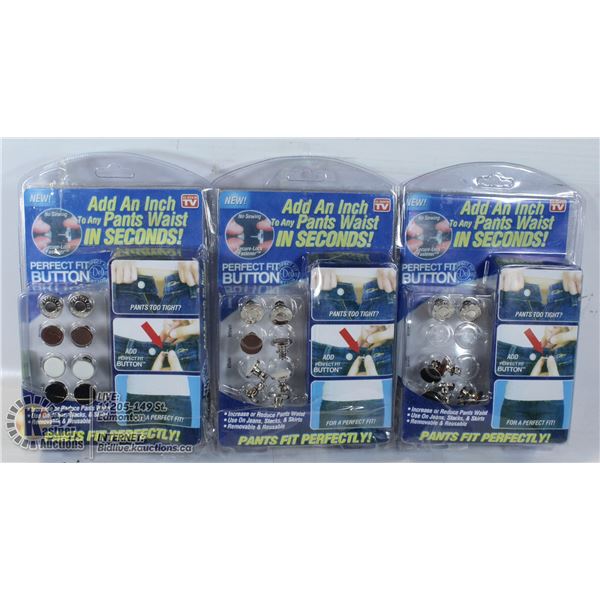 3 PACKS OF SECURE LOCKING PANTS BUTTONS. NO SEWING