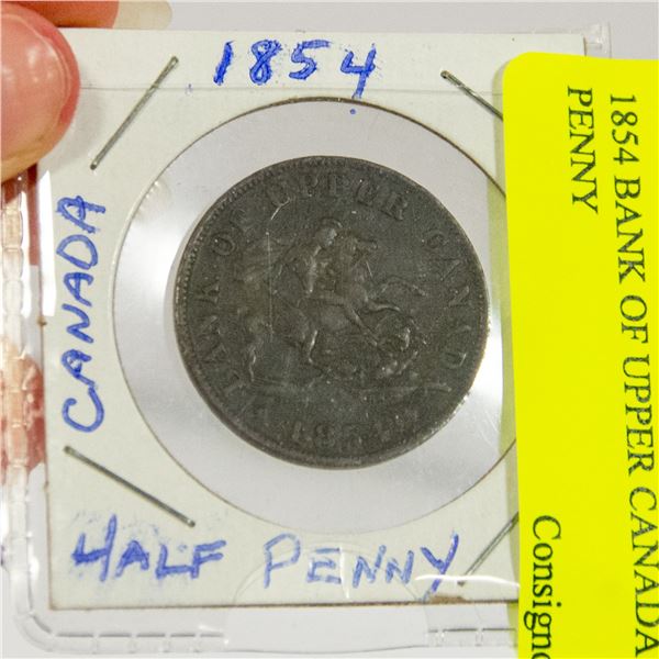 1854 BANK OF UPPER CANADA HALF PENNY