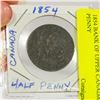 Image 1 : 1854 BANK OF UPPER CANADA HALF PENNY