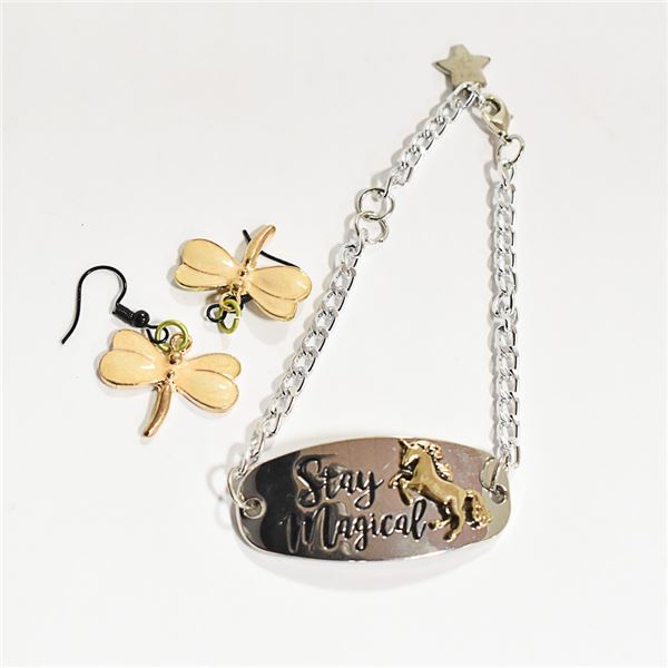 EARRING & BRACELET DRAGONFLY & HORSE
