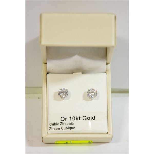 CUBIC ZIRCONIA WHITE GOLD EARRINGS MRSP $159
