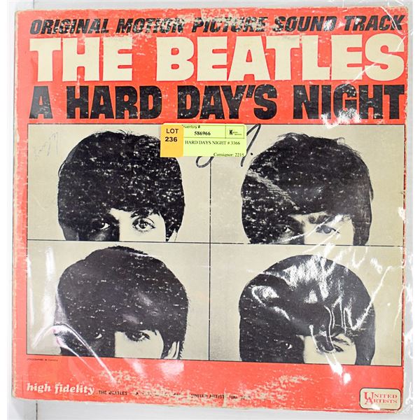 BEATLES HARD DAYS NIGHT # 3366 RECORD