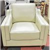 Image 1 : SHOWHOME BEIGE LEATHER ARM CHAIR