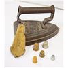 Image 1 : ANTIQUE IRON WITH ASSORTED THIMBLES