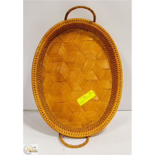 1960'S WHICKER SERVING TRAY HANDMADE