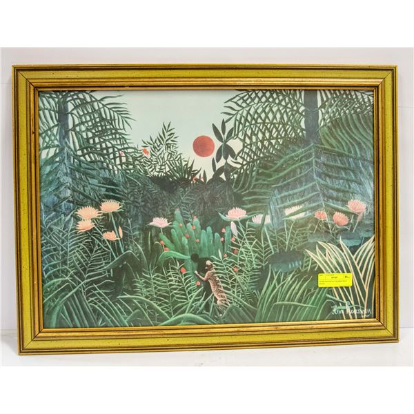 HENRI ROUSSEAU FRAMED RED MOON